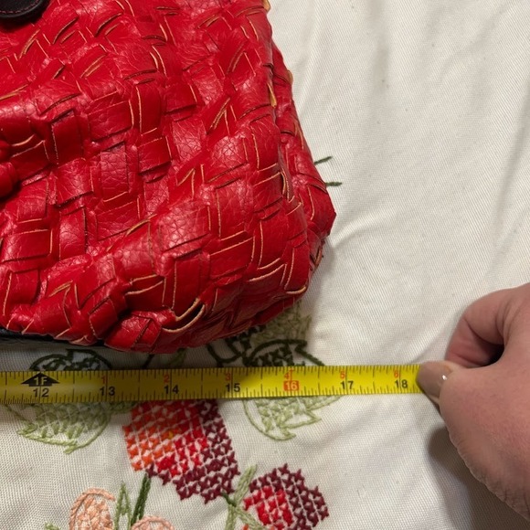 Miss Tina Taste of Couture Red Black Shoulder Bag Purse Handbag Braided Woven - Picture 9 of 10